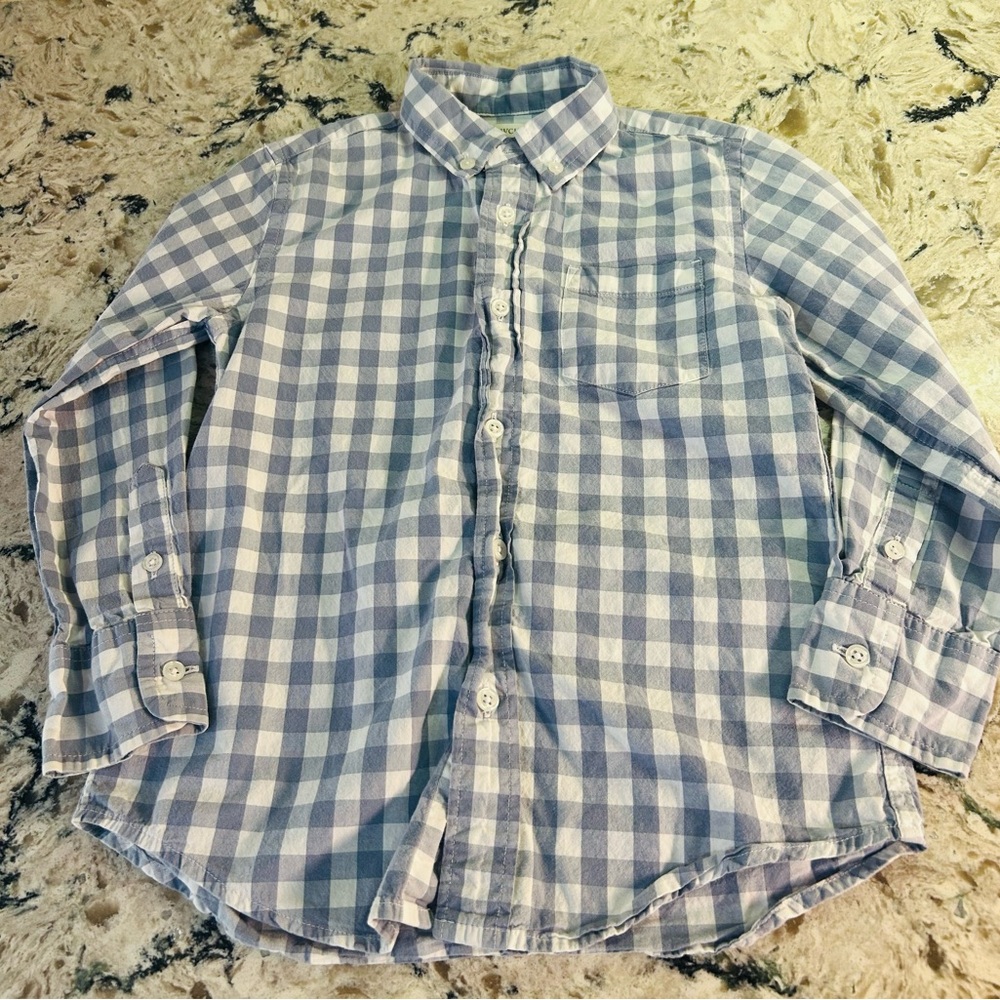J. Crew Crewcuts Gray and White Gingham Plaid Casual Dress Shirt